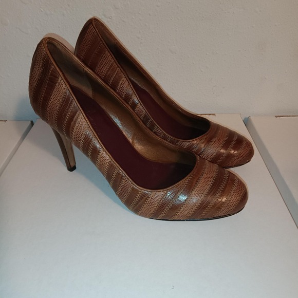 Cole Haan Shoes Womens Size 6.5 B Brown Comfort Textured Pumps Heels Stiletto - Picture 1 of 16